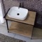 Console Sink Vanity With Ceramic Vessel Sink and Natural Brown Oak Shelf, 35